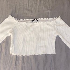 White Long Sleeve Cropped Sweater